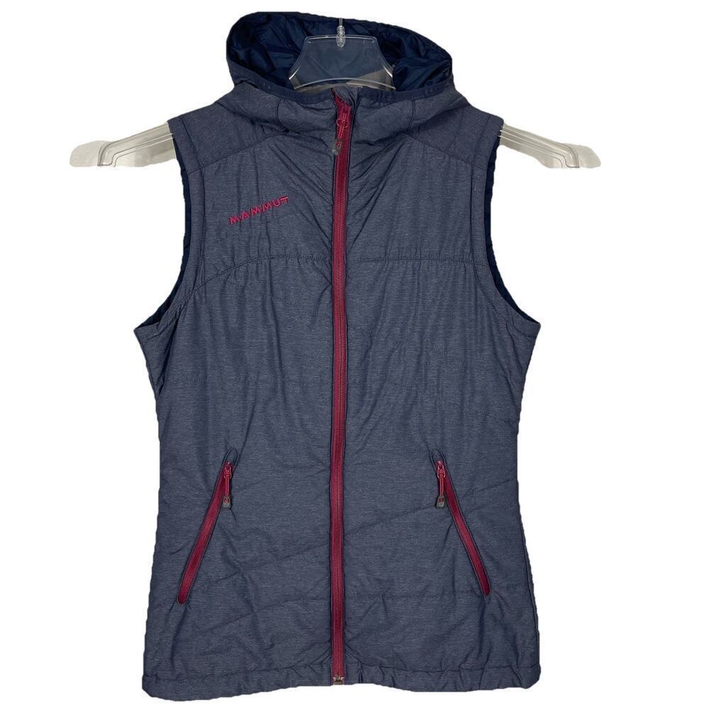 MAMMUT Ellis Hooded Vest Women's XS Blue Primaloft Insulated Outdoor Ski Hiking